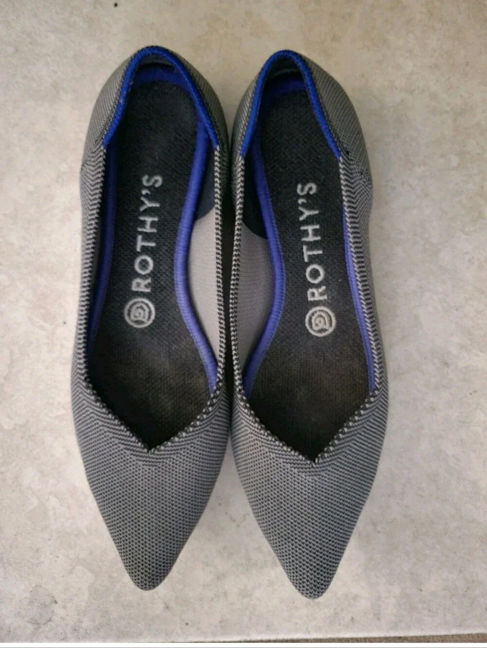 Rothy's The Point Classic Cloud Grey Knit Ballet Flats Sandals Shoes Comfort 7.5